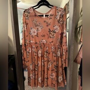 Pink floral sheer dress